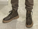 駱駝（CAMEL）冬季新款軟皮面耐磨止滑時(shí)尚潮流厚底工裝馬丁靴男 G13W342047R 卡其 （加絨） 41 曬單實(shí)拍圖