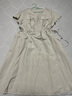 晚白【新品】亞麻短袖連衣裙2025夏款洋氣寬松微胖mm收腰裙子 淺灰色 L 曬單實(shí)拍圖