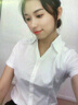 諾貝爾保羅女士短袖白襯衫免燙修身商務(wù)職業(yè)通勤氣質(zhì)襯衣工作服防皺v領(lǐng) V021-01牙細(xì)條白色 35 曬單實(shí)拍圖