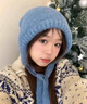 里普翎帽子女秋冬季羊毛混紡針織帽毛絨包頭毛線帽防寒保暖護耳棉雷鋒帽 淺藍色 均碼（56-60cm） 曬單實拍圖