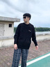 卡圖弛 慵懶風(fēng)潮牌毛衣男秋冬季美式復(fù)古休閑針織衫外套圓領(lǐng)寬松線衣男 黑色 XL 曬單實(shí)拍圖
