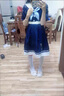 GOCHIEI夏季新款甜美日系jk水手服收腰繡花連衣裙女學(xué)生中長(zhǎng)款百褶a字裙 藏青色 M 曬單實(shí)拍圖
