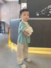 漢唐貝貝男童唐裝套裝秋季衣服中式復古寶寶秋裝棉麻漢服兒童儒雅國風(fēng)古裝 綠色 90cm 曬單實(shí)拍圖