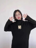 RLAS德絨半高領(lǐng)打底衫女秋冬寬松中長(cháng)款加厚長(cháng)袖T恤鯊魚(yú)褲搭配的上衣 XB200黑色 L 115-135斤 曬單實(shí)拍圖