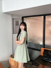 紫涵（ZIHAN）紫涵襯衫連衣裙女夏季甜美學(xué)院風(fēng)一排扣收腰顯瘦短袖短裙 海藻綠 M 曬單實(shí)拍圖