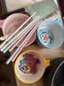 五和（WUHE）嬰兒輔食碗兒童餐具卡通兒童碗寶寶碗小孩吃飯碗帶手柄密胺碗防燙 哆啦A夢單柄碗400ml 曬單實拍圖