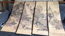 古玩古董撿漏字畫(huà)國畫(huà)收藏唐伯虎字畫(huà)山水畫(huà)四條屏家居裝飾畫(huà)掛畫(huà) 曬單實(shí)拍圖