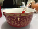 千年慈（QIAN NIAN CI） 景德鎮陶瓷壽碗定制壽辰禮品碗套裝陶瓷飯碗老人生日壽辰伴手禮 中式福壽康寧紅（一碗一勺禮盒裝） 曬單實(shí)拍圖