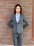 伊婭莎小西裝外套女職業(yè)裝西服套裝氣質(zhì)干練工裝白領(lǐng)面試正裝前臺工作服 灰色西裝+西褲 L 建議100-110斤 曬單實(shí)拍圖