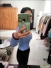 半繪早秋polo領(lǐng)毛衣女2025秋冬新款長袖內(nèi)搭打底針織衫修身短款上衣潮 藍(lán)色 S 建議7590斤 曬單實(shí)拍圖