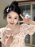 唐菓蜜連衣裙女夏季2024新款女裝韓系甜辣風(fēng)泡泡袖小個(gè)子高腰顯瘦套裝裙 碎花上衣+牛仔裙子 M 曬單實(shí)拍圖