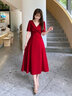 塞德勒敬酒服新娘2025新款平時(shí)可穿夏季訂婚連衣裙結(jié)婚小個(gè)子回門裝 中長(zhǎng)款  酒紅色 L 曬單實(shí)拍圖