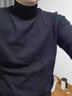 恒源祥羊毛衫男士純羊毛毛衫半高領(lǐng)套頭毛衣加厚保暖爸爸裝打底衫 半高 領(lǐng)_哈青 L 175碼(建議138-158斤) 曬單實(shí)拍圖