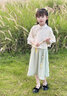 綴櫻漢服女童襦裙夏季中式民國風(fēng)女童新款兒童新夏季古風(fēng)國風(fēng)旗袍套裝 青黛套裝（不含配飾） 150 曬單實(shí)拍圖