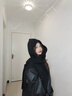 槿城巴拉克拉法帽子女秋冬季加厚保暖帽子圍脖兩用一體護耳毛線(xiàn)針織帽 黑色HR20 曬單實(shí)拍圖