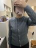 POLOWALK針織開衫女士2024春裝女上衣修身小個子質(zhì)感麻花毛衣外套 黃色（混紡針織衫） M (160) 曬單實拍圖