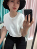 莫代爾重磅純棉女士圓領(lǐng)打底T恤白色夏天短袖t恤寬松純色女半袖上衣夏季 白色【230克重】 S（40-50kg） 曬單實(shí)拍圖