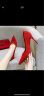 ZHR高跟鞋女气质名媛风尖头法式浅口单鞋女网红仙女风增高细跟女鞋 U05 红色 34 实拍图
