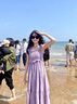 燕潯紫色小飛袖連衣裙子女夏季2023新款精致氣質(zhì)法式漂亮方領(lǐng)長(zhǎng)裙 丁香紫 M (建議100-115斤) 曬單實(shí)拍圖
