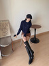NINE WEST/玖熙騎士靴牛皮高筒粗跟皮靴顯瘦長(cháng)靴女NG250039CK 黑色 37 曬單實(shí)拍圖