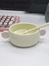 onlycook彩色雙耳陶瓷碗可愛(ài)兒童碗小孩專(zhuān)用吃飯小碗寶寶餐具飯碗 奶白碗+勺 曬單實(shí)拍圖