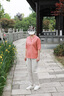 衣典零一（LEDIALYI）時(shí)尚洋氣減齡棉麻套裝女2025夏季新款中年休閑九分哈倫褲子兩件套 皮粉上衣+米白褲 M （建議110斤內(nèi)） 曬單實(shí)拍圖