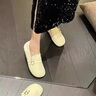 冶芷單鞋女平底鞋樂福鞋豆豆鞋軟底輕便舒適女鞋復(fù)古英倫風(fēng)休閑鞋 白色 37 曬單實(shí)拍圖
