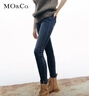 MO&Co.【Q暖丹寧】高腰修身彈力加絨牛仔褲顯瘦牛仔褲女摩安珂 牛仔藍(lán)色-第2批 XL 29 曬單實拍圖