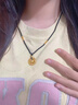 金悅名黃金平安扣小胖福吊墜女999足金金箍圈編制鎖骨鏈項鏈送女友情侶 【黑繩】金箍圈小胖福 約1.9g 曬單實拍圖