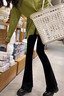 踏路者微喇鯊魚(yú)褲女外穿提臀喇叭褲收腹顯瘦黑色瑜伽褲高彈力高腰休閑褲 顯瘦黑【厚款常規】 L 曬單實(shí)拍圖