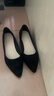 啄木鳥(niǎo)官方真皮法式粗跟單鞋女新款絨面氣質(zhì)黑色尖頭職業(yè)工作高跟鞋 黑色3厘米跟高旗艦款 38 曬單實(shí)拍圖