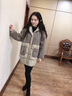 璇醇中年輕薄棉服女中長(cháng)款外套棉衣女士秋冬季穿的保暖舒適羊羔毛棉襖 米灰色 L【建議110-125斤】 曬單實(shí)拍圖