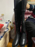 啄木鳥(niǎo)歐美春秋過(guò)膝長(cháng)靴女靴平底真皮高筒靴大碼女靴子顯瘦長(cháng)筒皮靴舒適 黑色絨里 36 曬單實(shí)拍圖