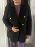 尚都比拉冬季100%羊毛西裝領(lǐng)雙排扣毛呢外套女中長(cháng)款呢子大衣女 曬單實(shí)拍圖