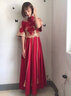 塞德勒（SAIDELE）敬酒服新娘旗袍酒紅色答謝宴結婚禮服女中式長(cháng)款平時(shí)可穿顯瘦 酒紅色長(cháng)款 XS 曬單實(shí)拍圖