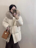 梓洛蘭ZiLuolan小個(gè)子羽絨服女2025冬季韓系中長(zhǎng)款大狐貍毛領(lǐng)白鴨絨外套 貝殼米 S 【建議90-110斤】 曬單實(shí)拍圖