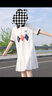 方糖姑娘POLO領(lǐng)連衣裙初中生夏裝少女2025年新品學(xué)生寬松休閑運動直筒裙子 66311SC白色 L 曬單實拍圖