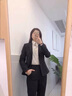 造夢伊人長袖西裝女職業(yè)女裝套裝微彈西服套裝通勤商務(wù)正裝銷售面試工作服 黑色西裝+褲子 XL 曬單實拍圖