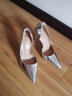 BIGTREE高跟鞋夏細跟性感超高跟10cm側空漆皮單鞋涼鞋尖頭淺口職業(yè)大碼女鞋 銀色 37 曬單實(shí)拍圖