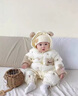 G.DUCKKIDS童裝嬰兒棉服外出冬季新款新生兒連體衣加絨加厚小熊刺繡寶寶衣服 米色 80 尺碼7-11月(建議寶寶75-85cm) 曬單實(shí)拍圖