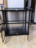 摩瑞迪廚房置物架多層餐邊柜子儲物柜家用放碗柜餐具柜鋁合金櫥柜收納柜 層層鋼化玻璃+鋁合金+鋁塑板 伯爵黑三層【加寬】65*40*76 曬單實(shí)拍圖