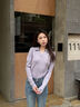 Calvin KleinJeans秋冬女士休閑通勤ck刺繡V字POLO領內(nèi)搭打底針織衫J224778 PC1-鳳信紫 S 曬單實拍圖