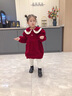 迪士尼寶寶女童加絨連衣裙兒童2024新款洋氣冬季公主裙子寶寶韓版紅色禮服裙 紅色加絨 無(wú)包包 80 曬單實(shí)拍圖