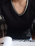 TUOSE新款百搭短袖T恤小心機v領(lǐng)上衣修身顯瘦黑色女夏裝休閑時(shí)尚新款 黑色 L 曬單實(shí)拍圖