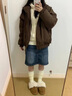 CTOX半拉鏈連帽毛衣女2025新款秋冬季寬松慵懶感針織套頭休閑帽衫外套 米白色 M 90-105斤 曬單實(shí)拍圖