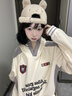 途尊2024新款棒球帽子女秋冬季顯臉小百搭保暖可愛(ài)羊羔毛絨小兔鴨舌帽 棕色 曬單實(shí)拍圖