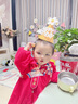 長(cháng)命富貴連衣裙嬰兒生日公主裙秋季紅色中式抓周宴冠衣一周歲禮服女寶寶 龍行龘龘-紅 加絨款 90 曬單實(shí)拍圖