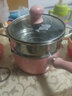 蘇泊爾（SUPOR）寶寶輔食鍋嬰兒不粘奶鍋小蒸鍋16cm平底湯鍋麥飯石色不粘鍋煮泡面 糖果粉（煎鍋+奶鍋） 16cm 曬單實(shí)拍圖
