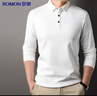 羅蒙棉質(zhì)長(cháng)袖T恤男士POLO領(lǐng)上衣彈力春秋季打底衫商務(wù)休閑內搭男裝 曬單實(shí)拍圖
