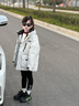 雅鹿痞帥工裝兒童羽絨服男童女童中長款2025新款大童冬季加厚外套 米白色 130 曬單實拍圖